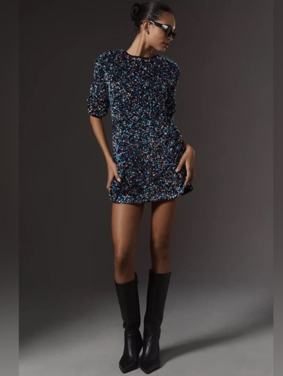 Anthropologie Dresses & Skirts - Anthropologie Sparkling Multicolor Sequin Sweatshirt Mini Dress